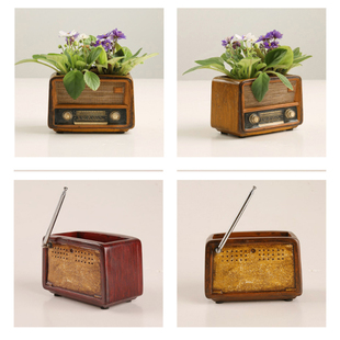 多肉盆个性复古老式收音机创意桌面装DIY微景观