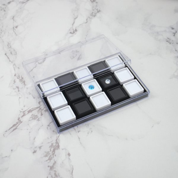 15只亚克力方形透明玻璃面彩收纳展示收纳盒子带盖直播看货拍照