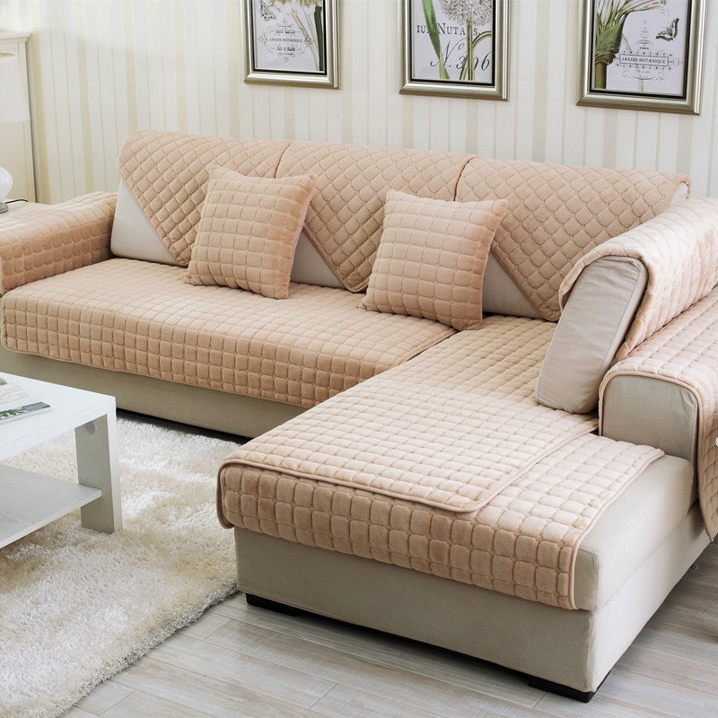 加厚法兰绒沙发巾 韩式四季毛绒防滑沙发坐垫套巾半成品