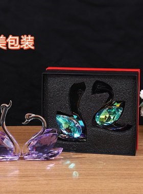 水晶天鹅客厅玄关轻奢玻璃摆件电视柜柜台水晶装饰品家居结婚礼物