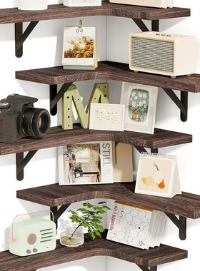 Corner Floating Shelves, Wall Mounted Corner Shelf Set of 5,