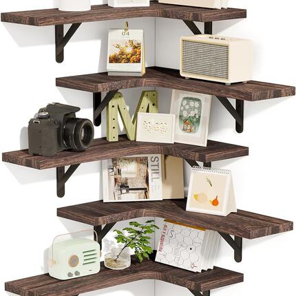 Corner Floating Shelves, Wall Mounted Corner Shelf Set of 5,
