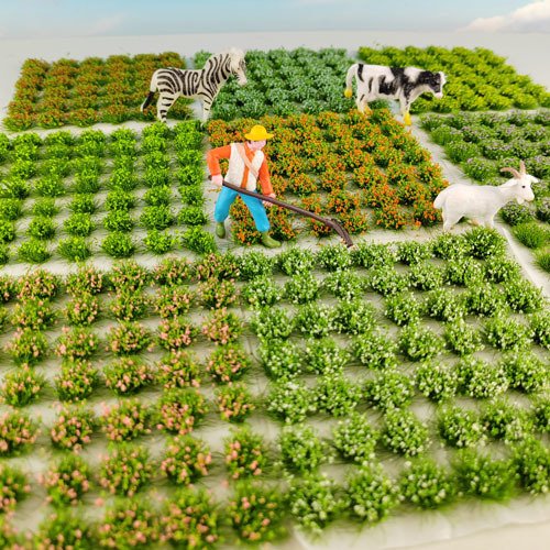 2PCS 模型草簇花簇 室外景观草坪花坪 不规则新款草丛 8mm草丛粒