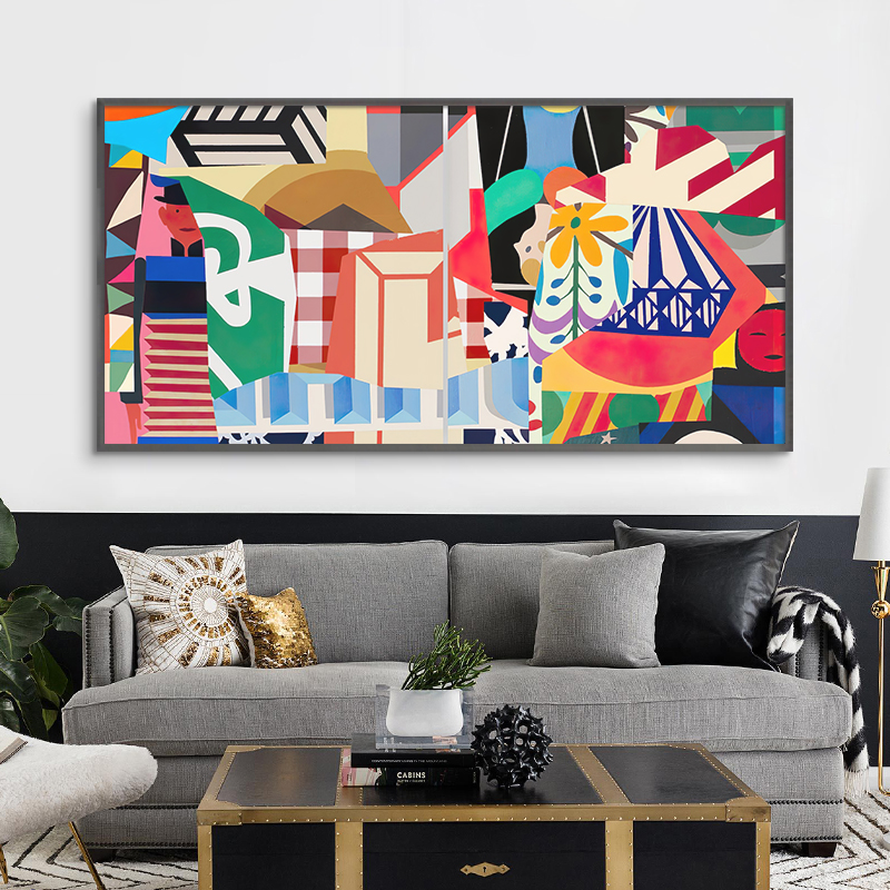 波普风 大尺寸抽l象画客厅背景墙装饰画大幅横款壁画酒店公寓挂画
