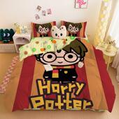 Q版 哈利波特四件套可爱全棉床单被套学生宿舍卡通床上用品三件套