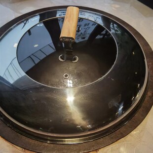 48cm铁锅炖锅盖50厘米地锅鸡大灶台锅盖52大铁锅提手木柄透明玻璃