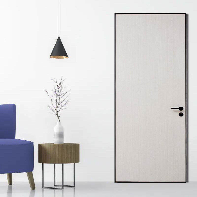 极简无边框铝木门室内隐形门无边门卧室门白色窄边隐框门通顶暗门