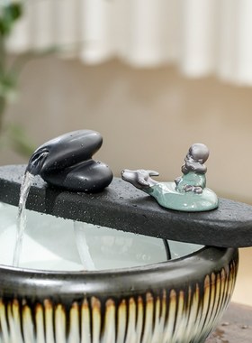 古法鱼缸创意循环水造景景观水景流水摆件出水口装饰流水器套装