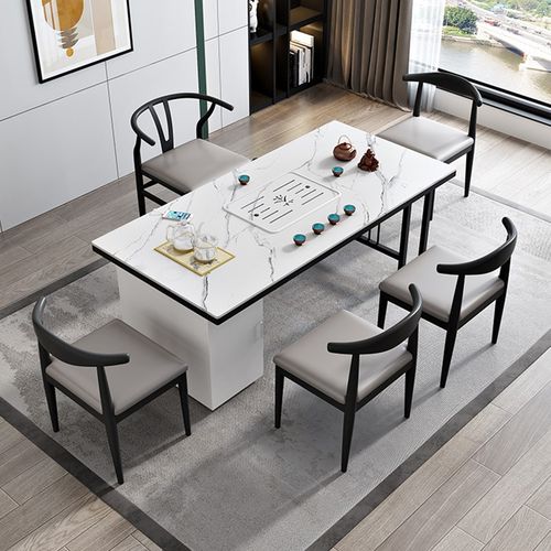 阳台茶桌2023新款小型嵌入式小茶台茶盘茶海一体家用岩板泡茶桌椅