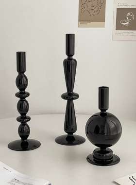 欧式风玻璃烛台蜡烛摆件轻奢高档创意家居客厅桌面高级感装饰摆设