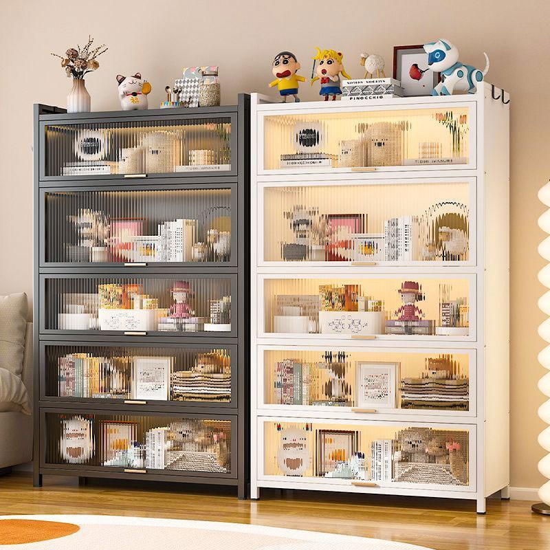 家用钢制书柜绘本架落地储物柜展示架防尘书架客厅收纳多层置物柜