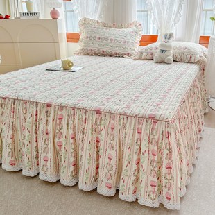 通用150x200x220防滑床套罩 床笠单件四季 2024新款 夹棉提花床裙式