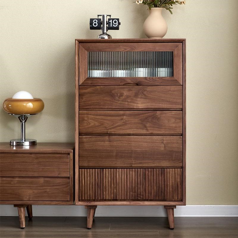 北美黑胡桃木五斗柜客厅电视边柜现代简约日式S实木卧室收纳储物