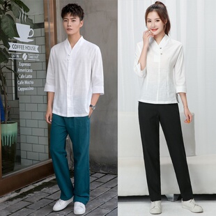 新款秋冬足疗工作服男女同款技师足浴店美容院中国风套装JY-1919