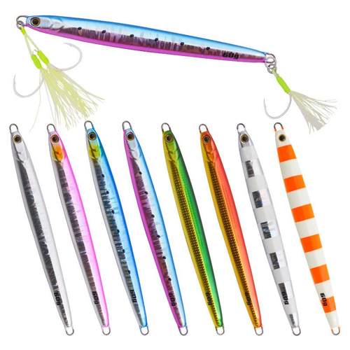 0船钓岸抛鲅鱼慢摇铁板饵钢丝双钩路亚亮片假饵40g60g80克