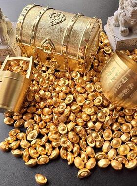 迷你沙金小元宝套装彷真金属算盘聚宝盆黄铜鱼缸招财金铲子一桶金