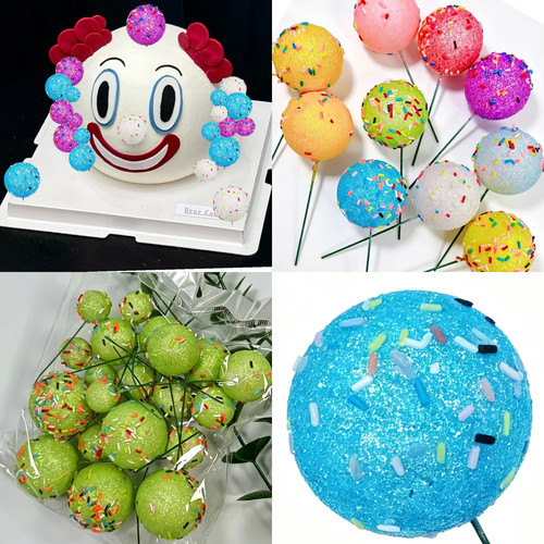 生日蛋糕装饰彩色闪粉泡沫球插件糖粒圆球甜品台氛围感烘焙配件