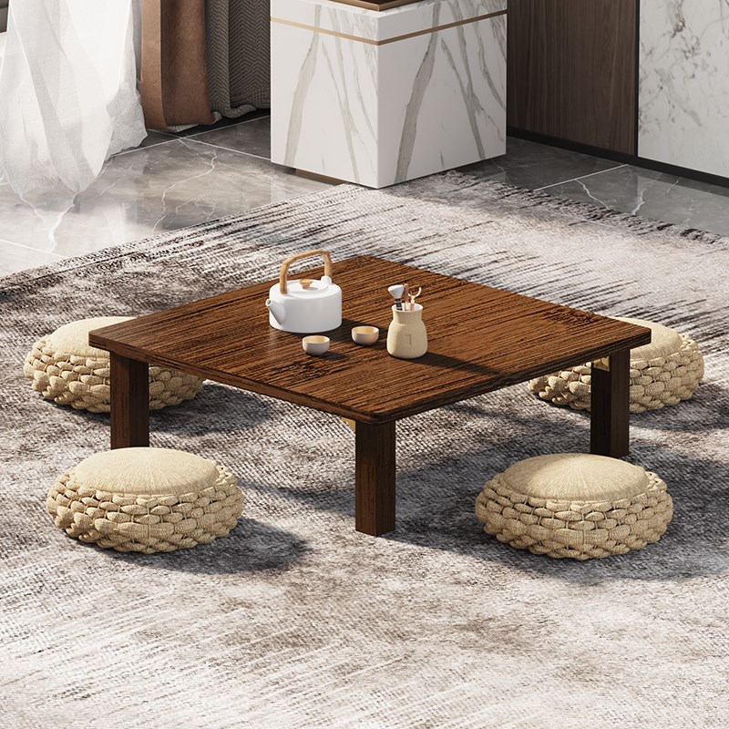 折叠桌正方形方桌炕桌吃饭桌飘窗桌榻榻米实木家用竹小茶几矮桌子