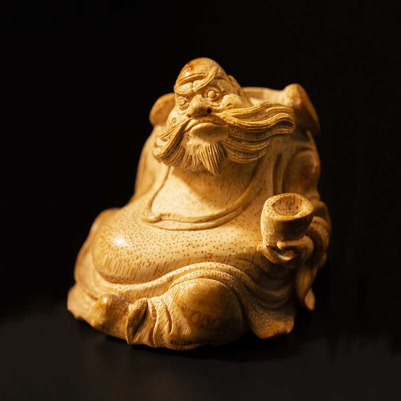 艺竹情名家竹根雕钟馗文玩竹根满钉竹雕手把件纯手工家居摆件竹子