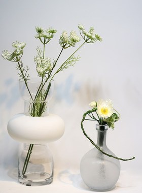 EHO现代简约磨砂玻璃花艺插花客厅茶几样板房装饰品摆件花艺
