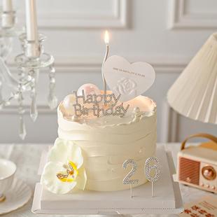 饰钻石合金数字告白插件女神生日浮雕爱心 情人节仿真蝴蝶兰蛋糕装