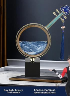 琵琶沙漏流沙画摆件客厅酒柜电视柜玄关轻奢高级感创意解压工艺品