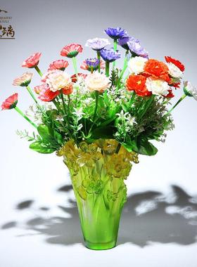 高档琉璃工艺礼品摆饰水仙花花瓶摆件彷真客厅插花轻奢高档乔迁新