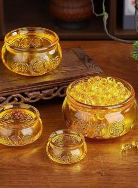 黄水晶聚宝盆摆件琉璃元宝聚宝盆家居装饰品开业礼品摆设