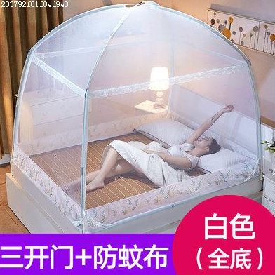 大床拉链回字底蚊帐坐床式15x2 三开门方顶蒙古包18x2米纹账
