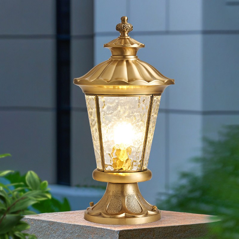 全铜柱头灯接电款户外防水别墅大C门围墙柱子灯欧式花园庭院草坪