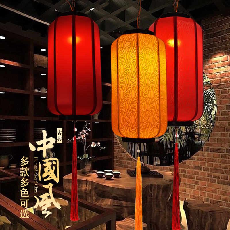 中国风仿古中式h吊灯新中式羊皮灯笼挂饰户外广告布艺冬瓜灯笼定