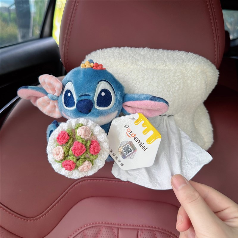 新款史迪仔车载j纸巾盒汽车纸巾包车内座椅抽纸盒车上扶手箱挂式