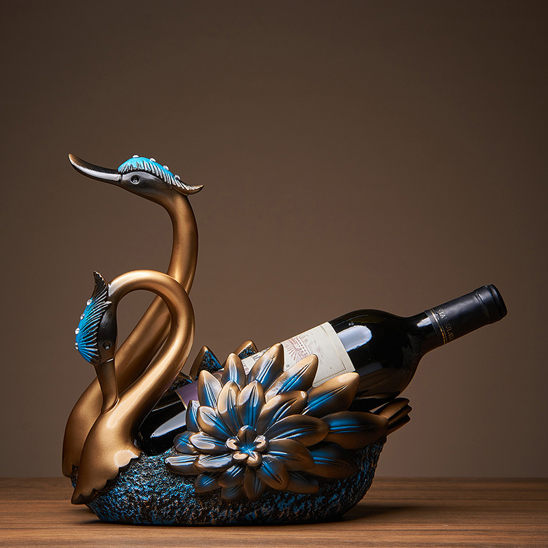 创意天鹅红酒架摆件欧式r家居客厅葡萄酒柜工艺品摆设轻奢高档礼