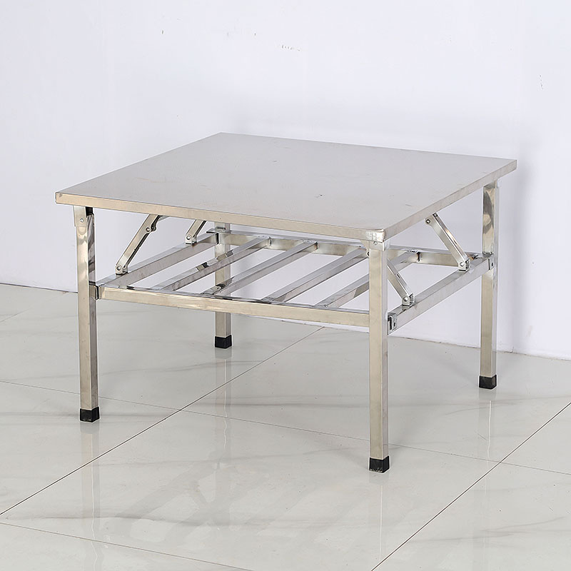 加厚简易折叠家用餐桌长方形会议桌两层烤火桌子二层W平台架可定