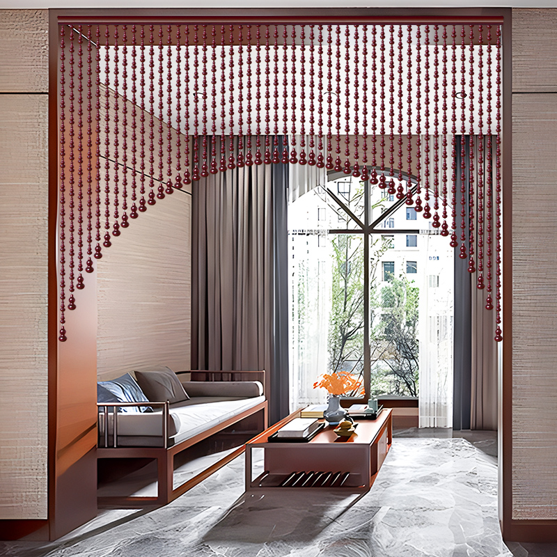 全桃木葫芦珠帘门帘客厅隔断帘玄B关过道厕所餐厅卧室免打孔吊帘
