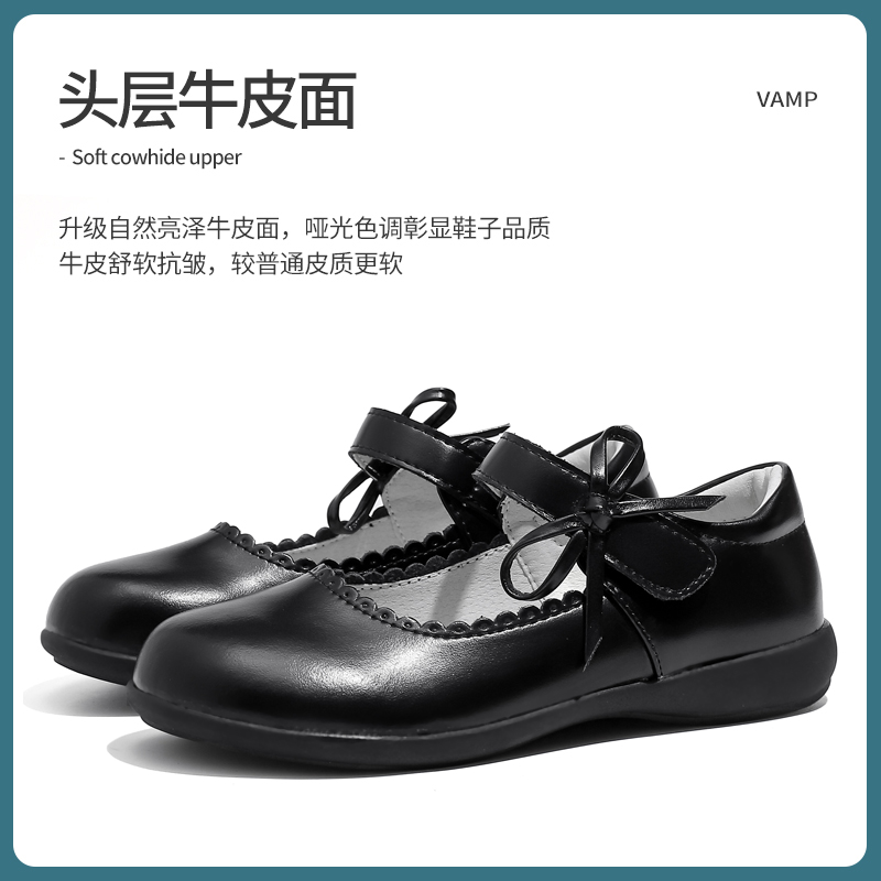 女童黑皮鞋c真皮软底小女孩黑色演出学生礼仪鞋女儿童校鞋表演鞋