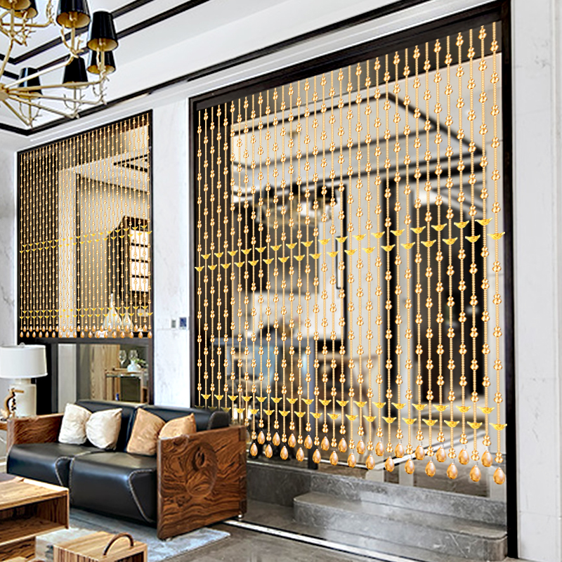 香槟珠帘隔断帘成品窗帘卧室门帘装饰客K厅玄关半挂吊线珠链珠帘