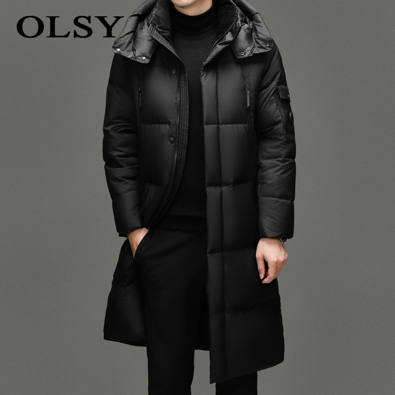 男式新国标95白鸭绒长款羽绒服