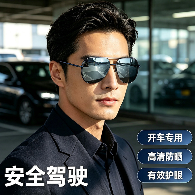 太阳镜飞行员偏光时尚男女开车驾驶专用防紫外线墨镜高级感简约