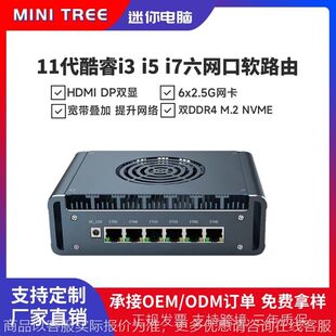 嵌入式 工控机53迷你主机 11657六网口2.5软路由4 酷睿7