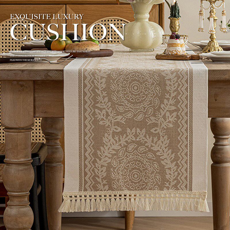 桌旗轻奢高端新中式高端电视茶几边柜盖布防水防油免洗长条餐桌布