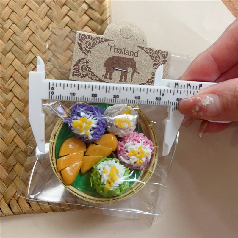 泰国手工冰箱贴粘土竹篮仿真街边夜市芒果糯米饭siam旅游纪念摆件