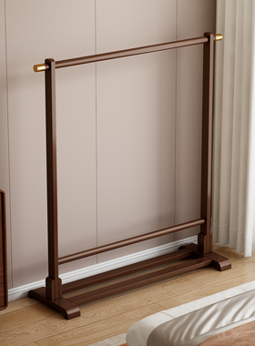 实木落地衣帽架卧室挂衣架晾衣架简约现代多功能出租房立式收纳架