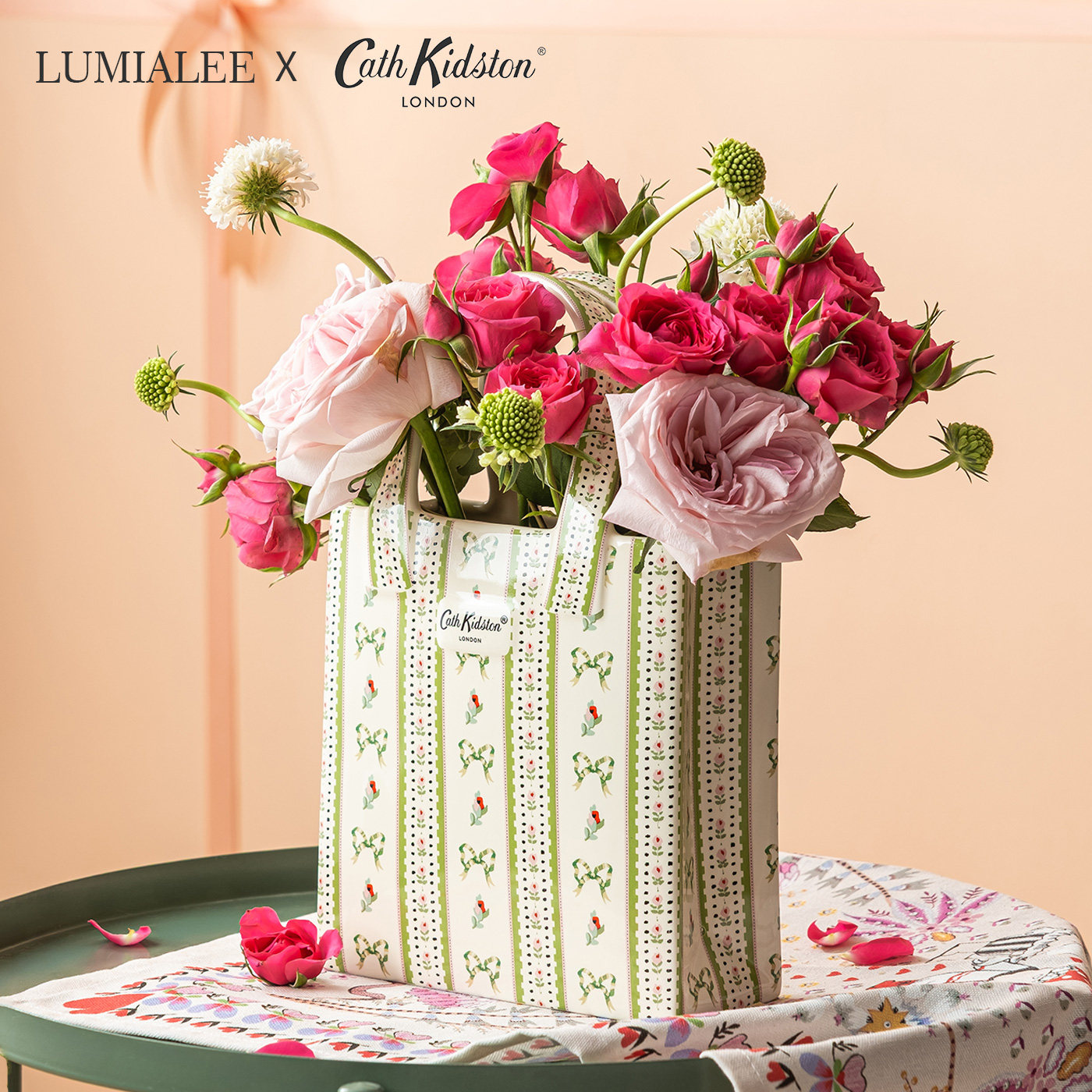 LUMIALEE英国Cath陶瓷花瓶家居装修摆件手提包装饰花瓶子乔迁礼物