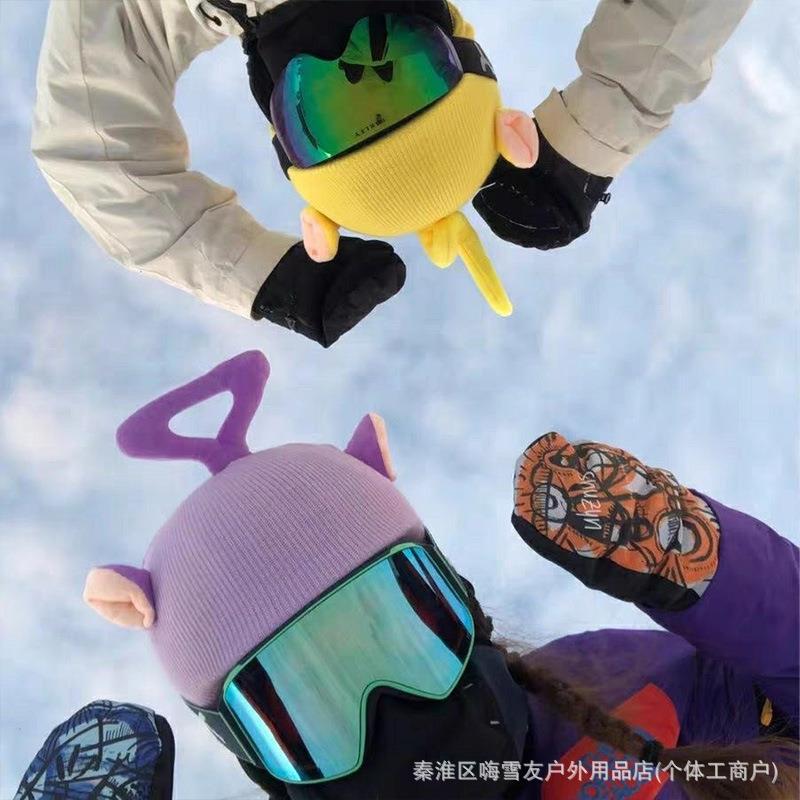 滑雪头盔帽套可爱卡通天线宝宝单双板电瓶头盔罩装饰男女款通用