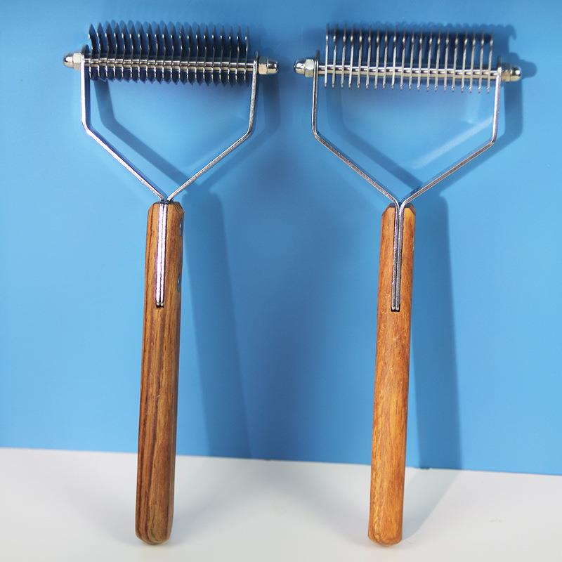 宠物剃毛木柄开结梳狗狗清洁专用不锈钢齿耙猫咪脱毛梳除毛宠物梳