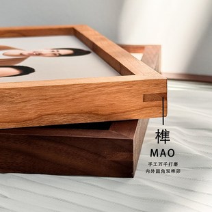 黑胡桃木相框摆台实木榫卯画框全家福照片打印挂墙洗照片定制6寸