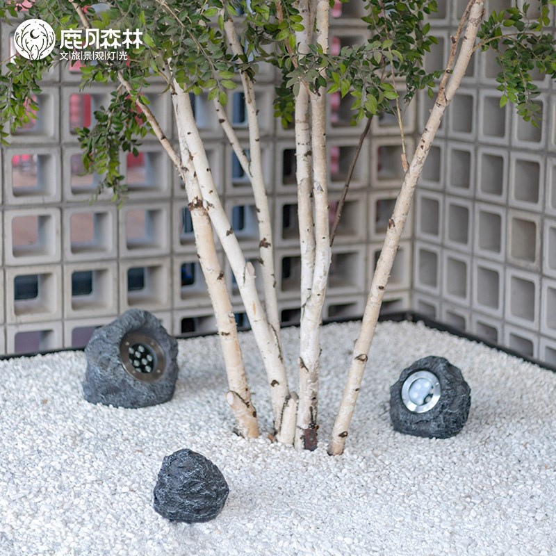 户外防水仿石头灯石头外壳投光灯公园林景观花丛射灯照树灯太阳能