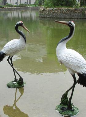 仿真仙鹤摆件户外假山水池装饰品大型动物丹顶鹤模型园林景观雕塑