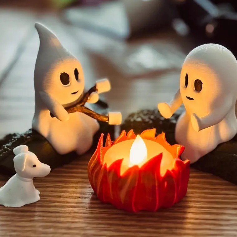 Ghost Campfire Gathering幽灵篝火聚会树脂摆件万圣节装饰